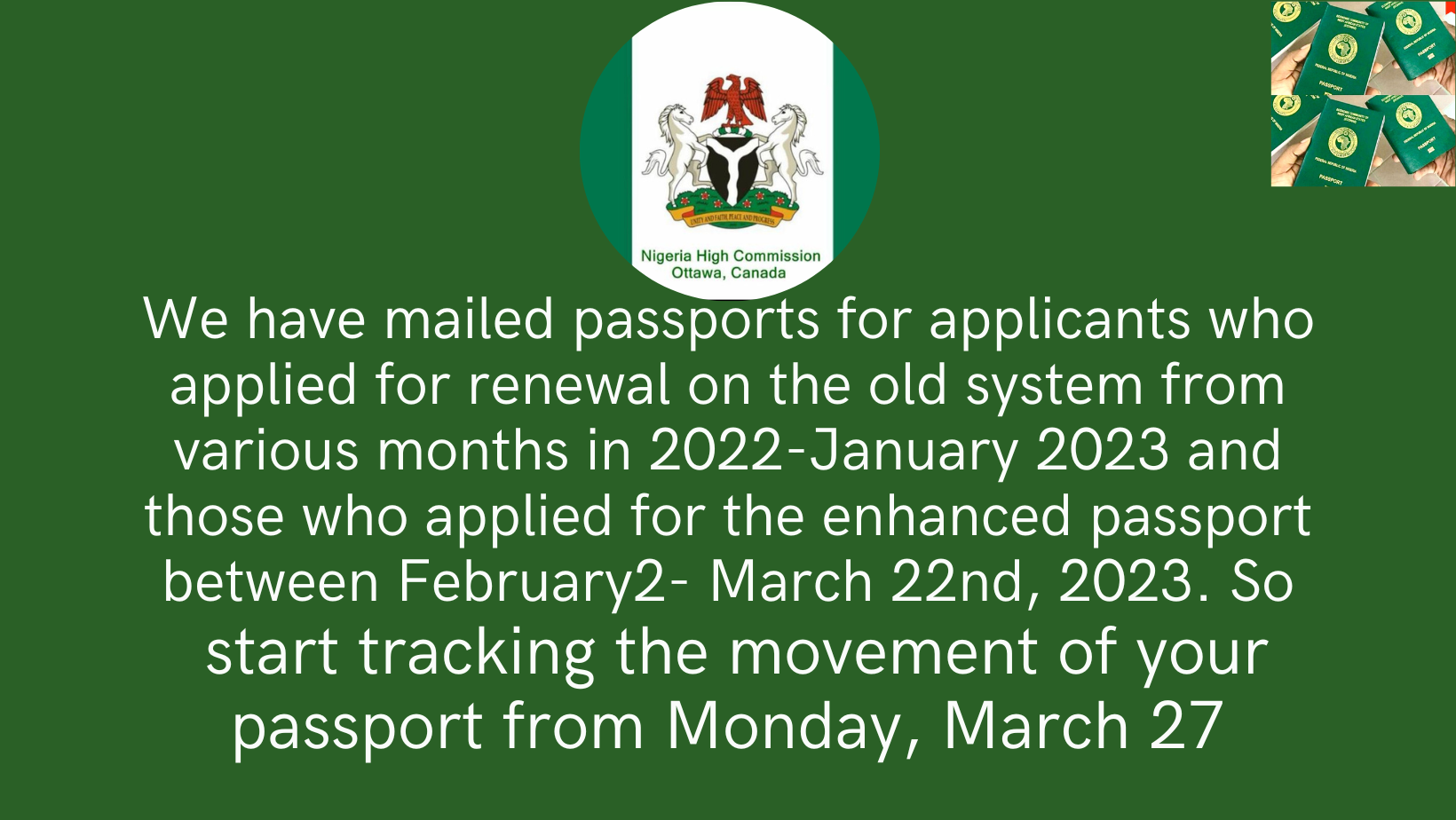 UPDATE FROM THE PASSPORT UNIT