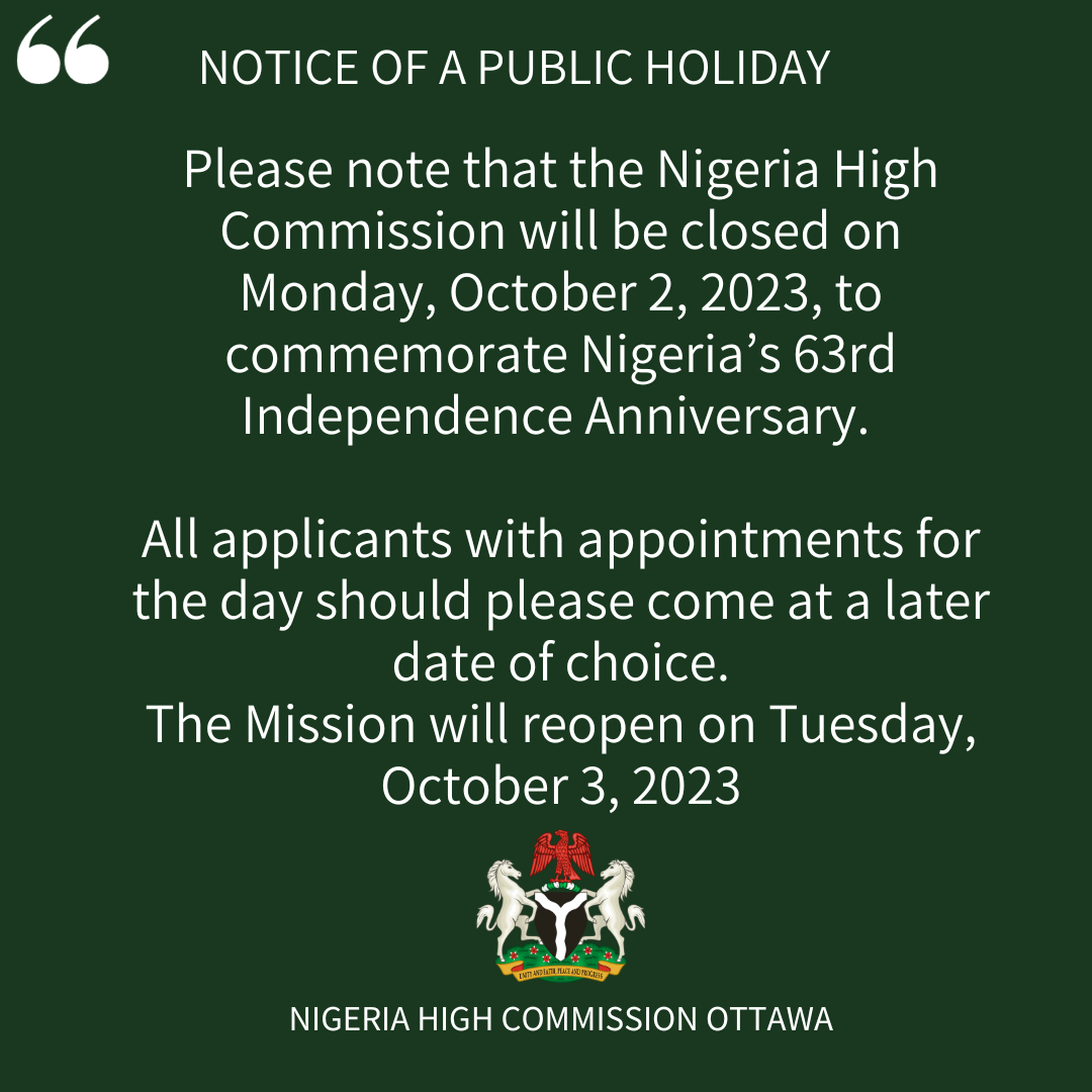 NOTICE OF A PUBLIC HOLIDAY